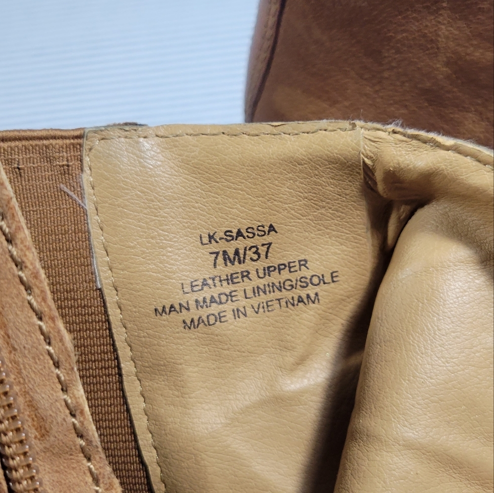 Lucky Brand Sassa Tan Leather Ankle Boots Booties Zipper Women's Size 7 - Picture 9 of 13